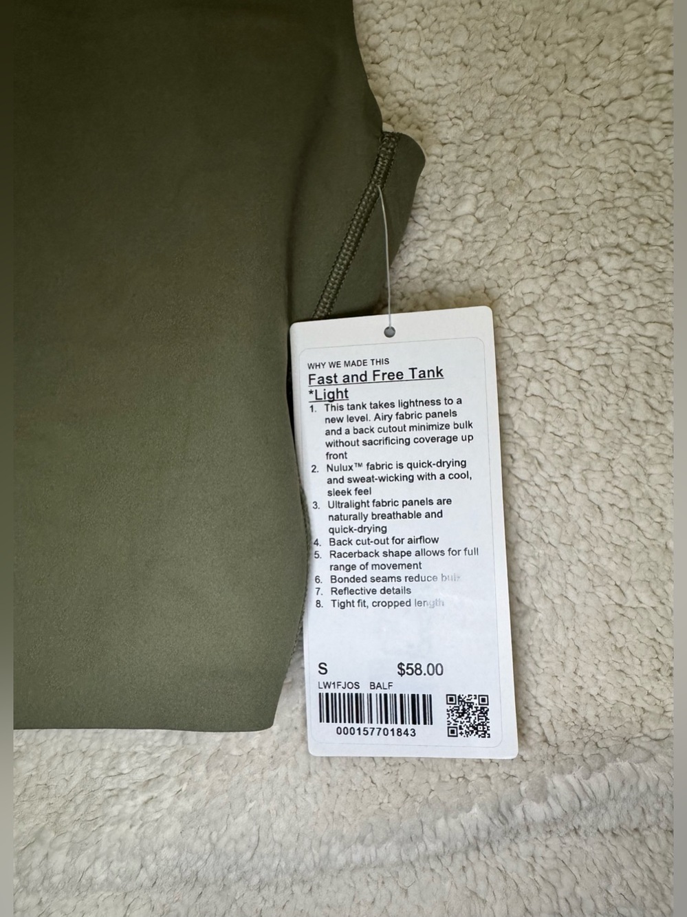 Lululemon Fast and Free Tank Top *Light Bay Leaf Size Small - Picture 2 of 6
